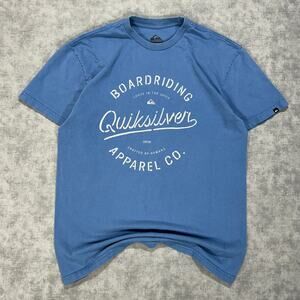 Quiksilver Boarding Apparel blue surfwear casual graphic tshirt mens Large